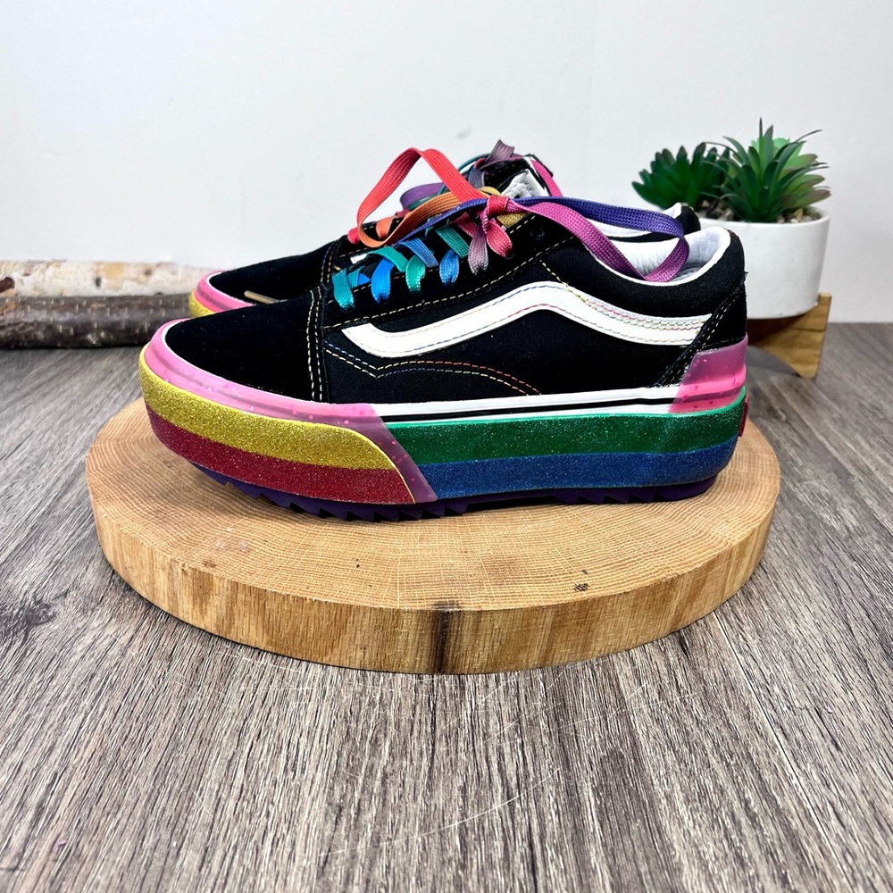 *Vans | Old Skool Unisex Stacked Rainbow Platform Size 5 - Picture 9 of 15